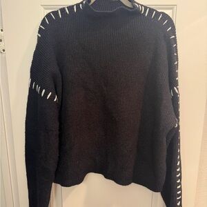 Black Sweater with White Stitching